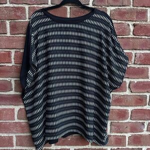 Rafaella Dolman Sleeve Printed Top black white plus size 3X NEW